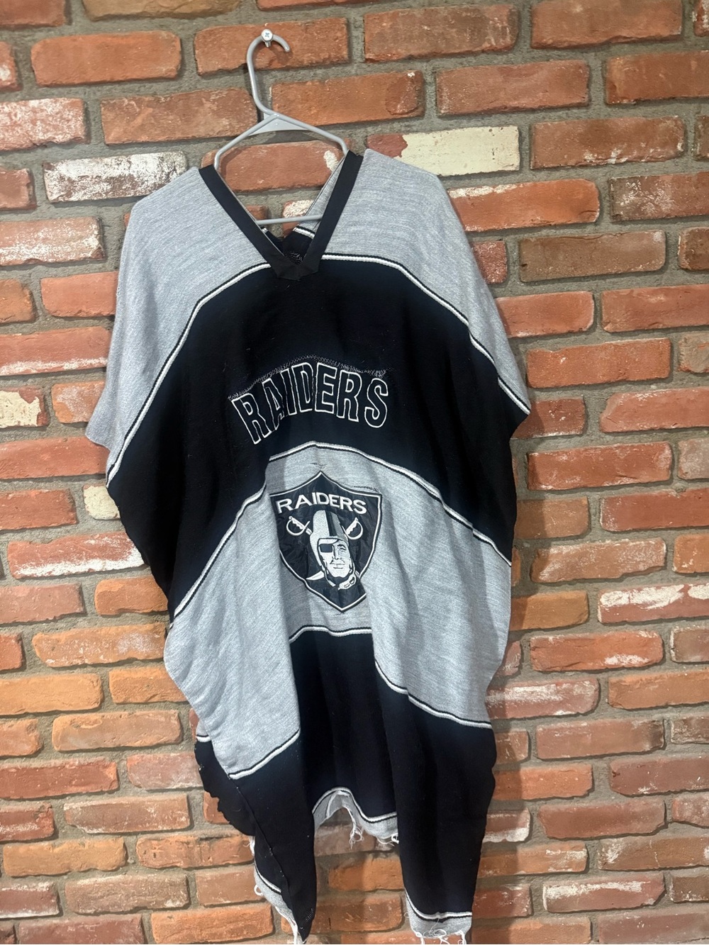 Kids Raiders Poncho-Style Hooded Sweatshirt in Black & Gray